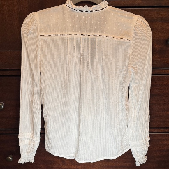Quince Organic Textured Cotton Peasant  Blouse - Picture 4 of 4